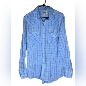 Ely Cattleman Long Sleeve Pearl Snap Shirt L Cowboy Western Rodeo Ranch